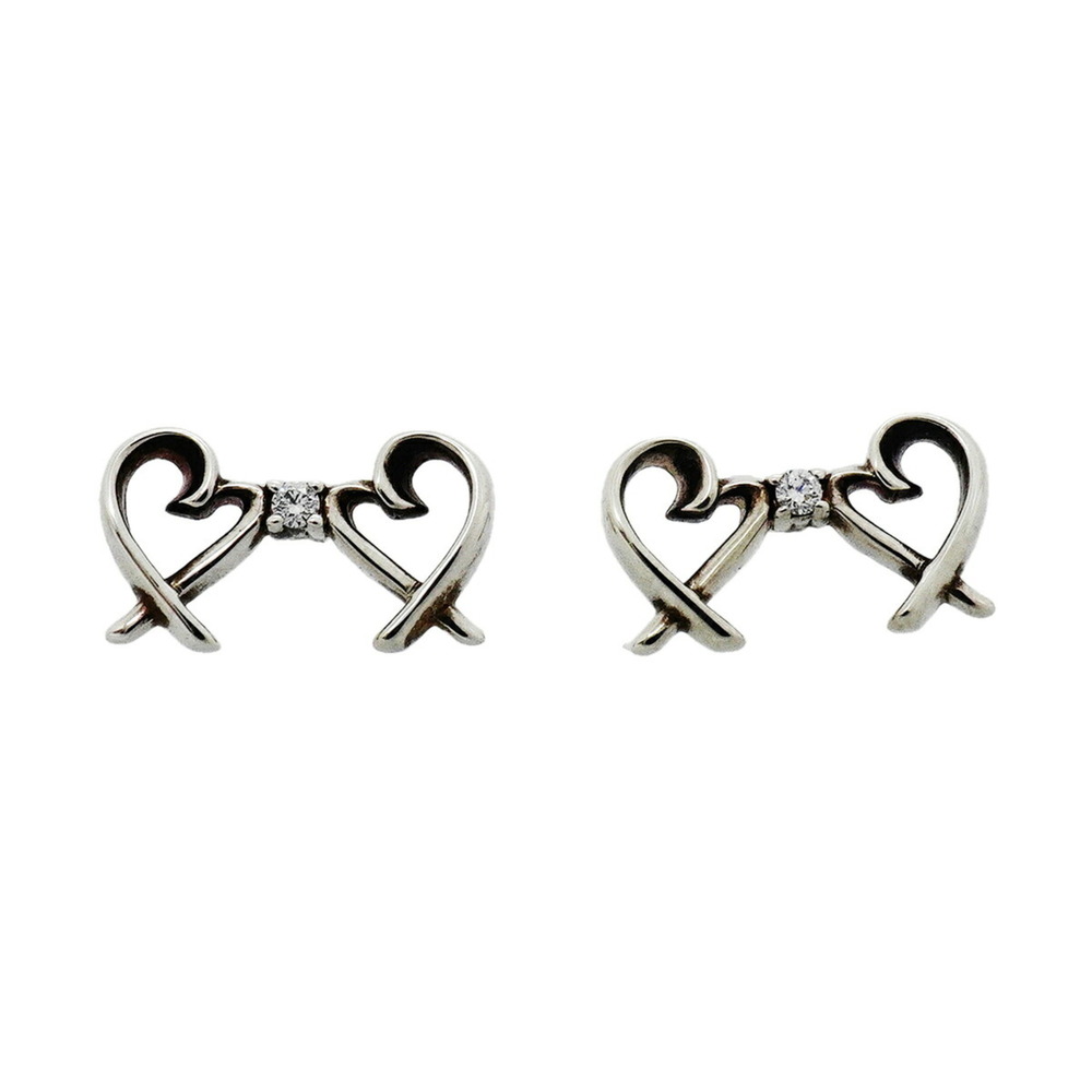 TIFFANY & CO. Silver Diamond Heart Earrings